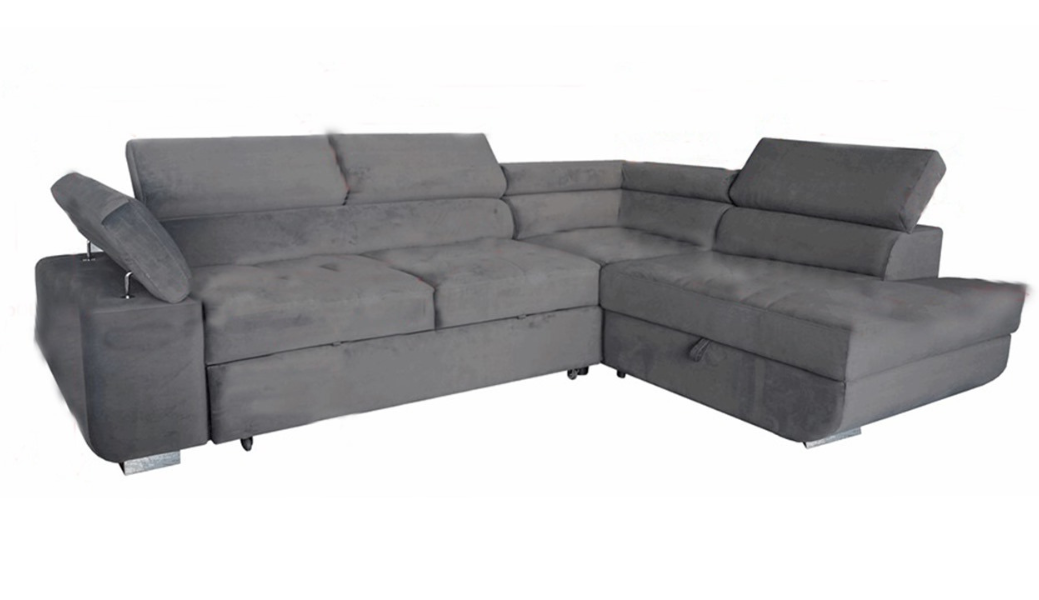 ARTIC Corner Sofa Bed with Storage & USB Charging – Pull-Out Double Bed with Adjustable Headrests – Left or Right-Hand Facing