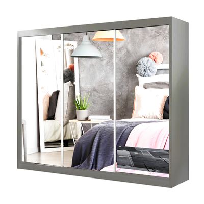 Milan Full Mirror Sliding Door Wardrobe – 2 or 3 Doors – Multiple Sizes & Colours – Shelves, Rails, Drawers