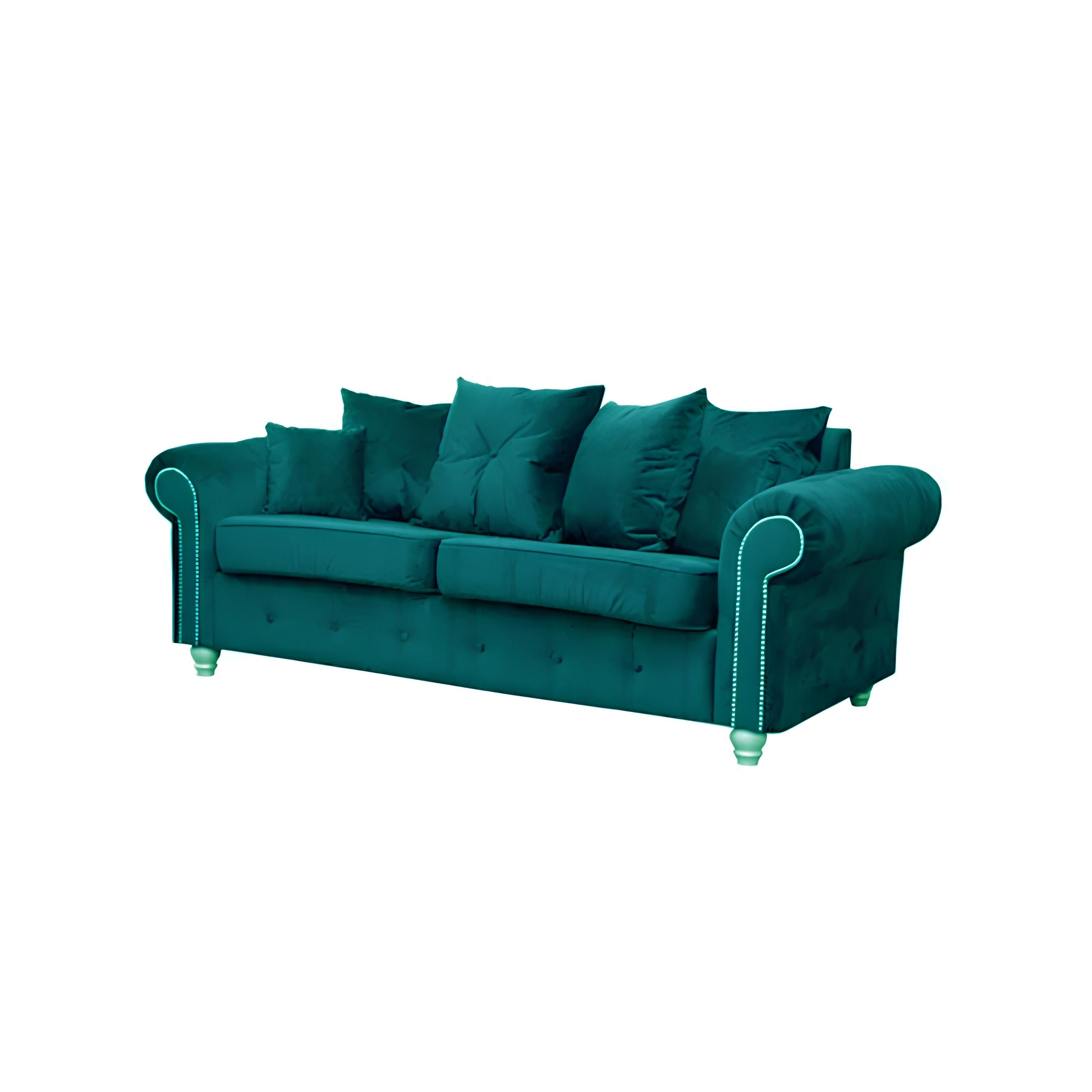 Ashwin Plush Velvet Sofa – Corner, 2-Seater, or 3-Seater – Thick Foam Seating & Scatter Cushions – Multiple Colours