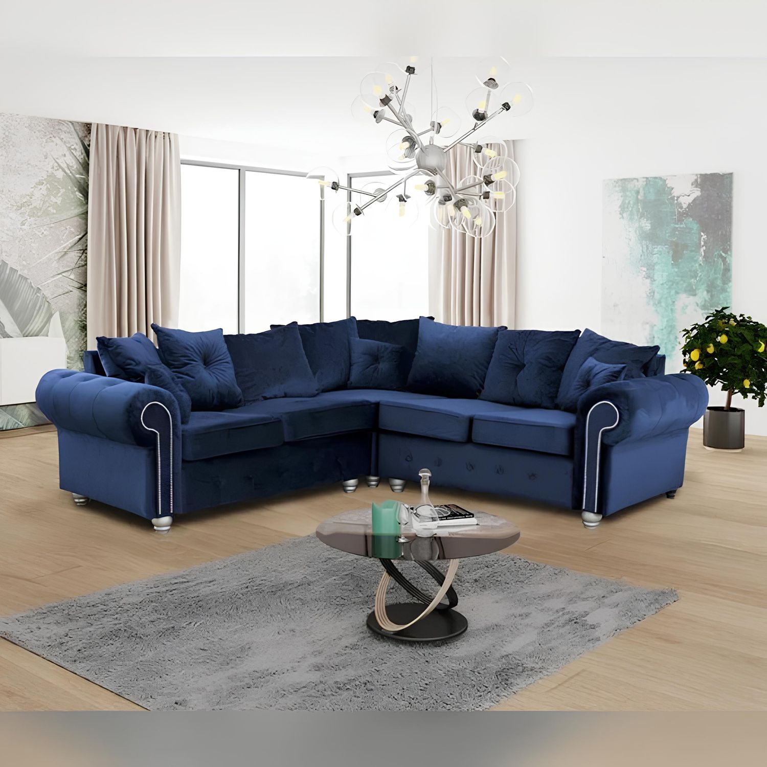 Ashwin Plush Velvet Sofa – Corner, 2-Seater, or 3-Seater – Thick Foam Seating & Scatter Cushions – Multiple Colours