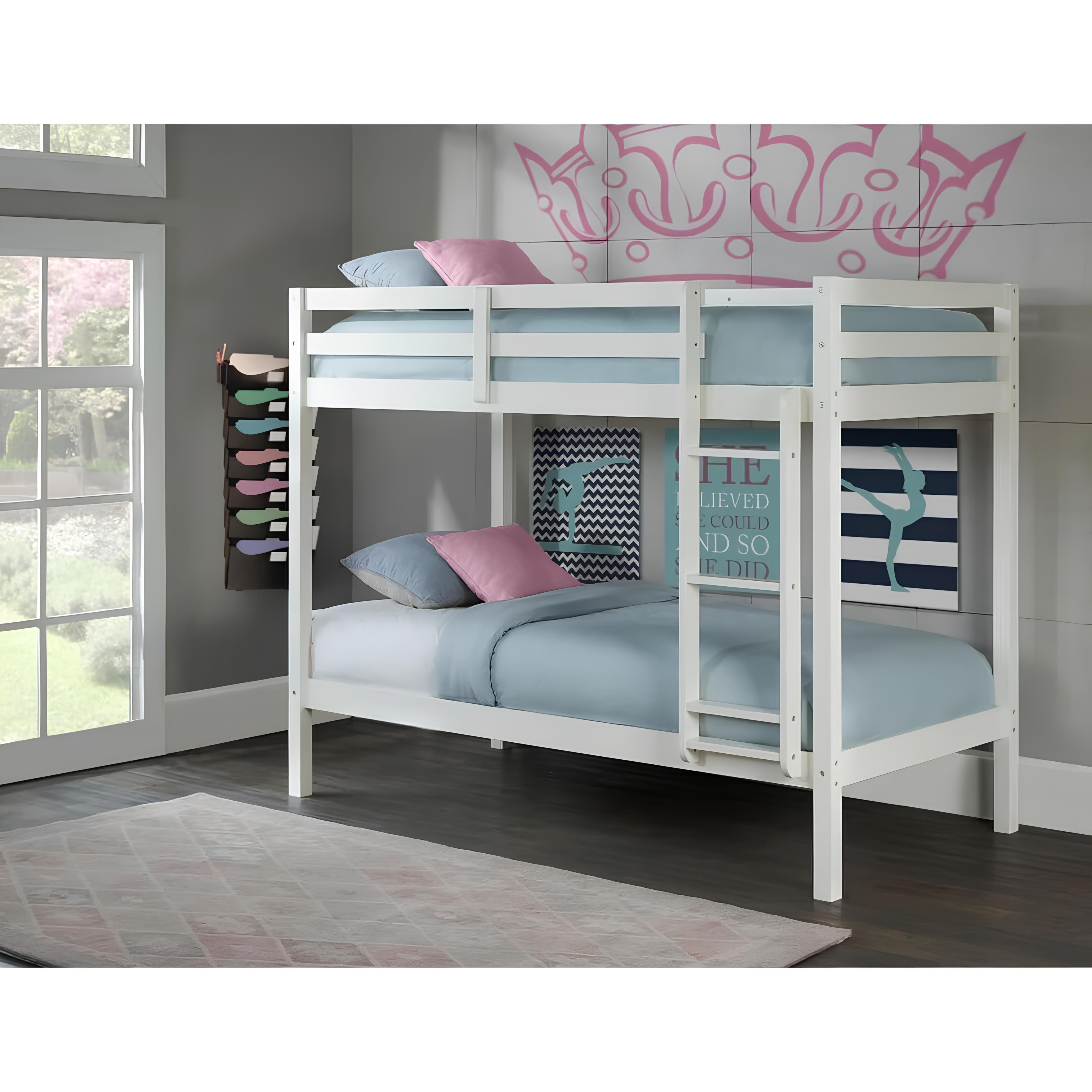Lily Wooden Bunk Bed with Pull-Out Trundle – Solid Pine Space-Saving Frame – Kids Bedroom Furniture