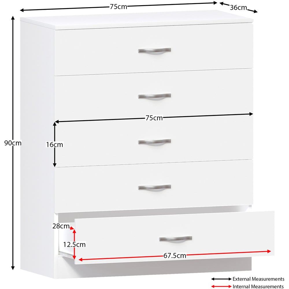 Chester 5-Drawer Chest – Classic Bedroom Storage Unit – Multiple Colours – Pre-Assembled Option Available