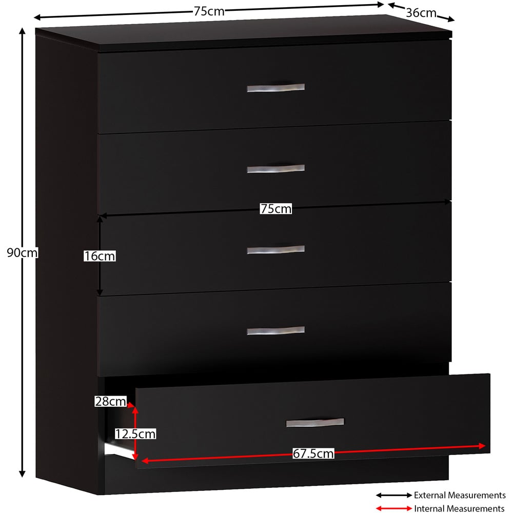 Chester 5-Drawer Chest – Classic Bedroom Storage Unit – Multiple Colours – Pre-Assembled Option Available