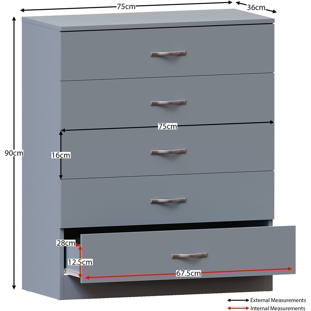 Chester 5-Drawer Chest – Classic Bedroom Storage Unit – Multiple Colours – Pre-Assembled Option Available