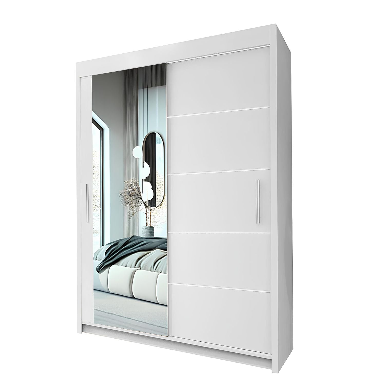 LYON Sliding Door Wardrobe with Mirror – 2 or 3 Doors – Multiple Sizes & Colours – Shelves, Rails & Drawers