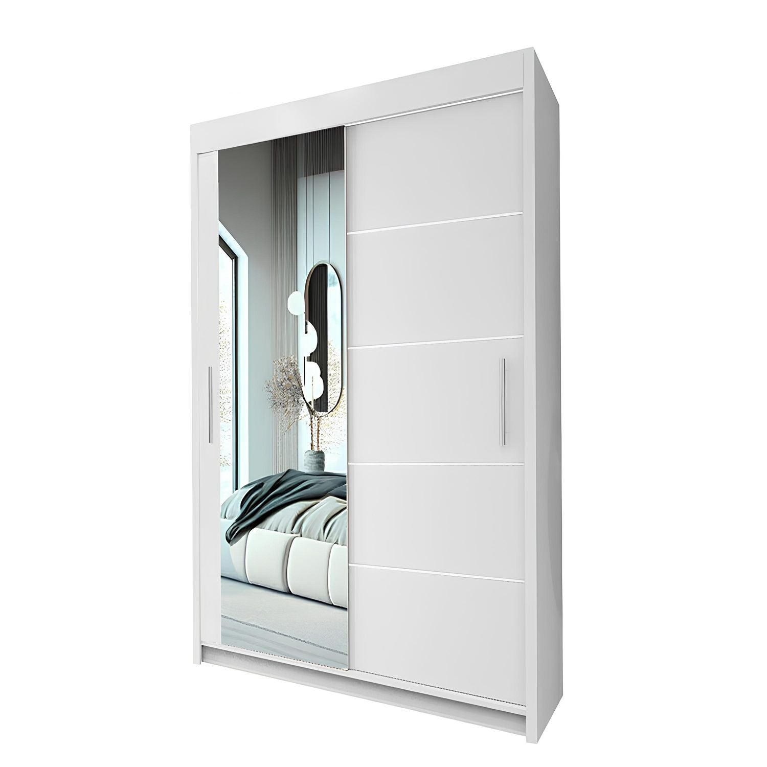 LYON Sliding Door Wardrobe with Mirror – 2 or 3 Doors – Multiple Sizes & Colours – Shelves, Rails & Drawers