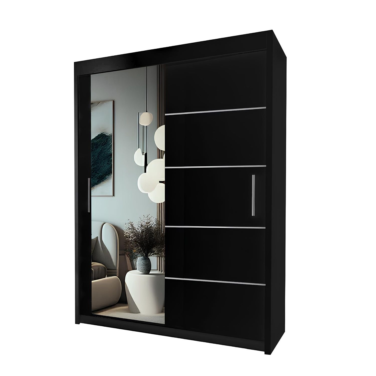 LYON Sliding Door Wardrobe with Mirror – 2 or 3 Doors – Multiple Sizes & Colours – Shelves, Rails & Drawers