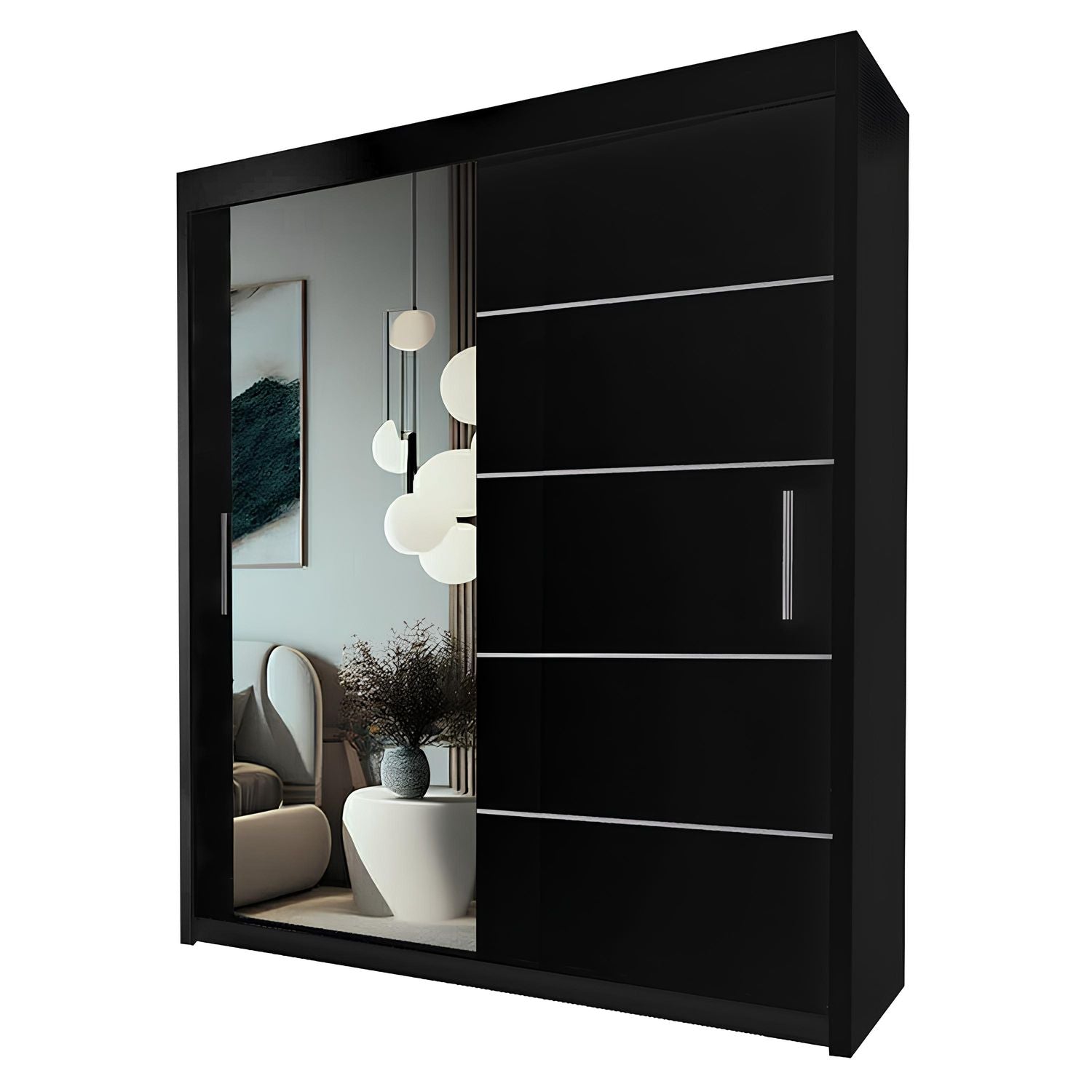 LYON Sliding Door Wardrobe with Mirror – 2 or 3 Doors – Multiple Sizes & Colours – Shelves, Rails & Drawers