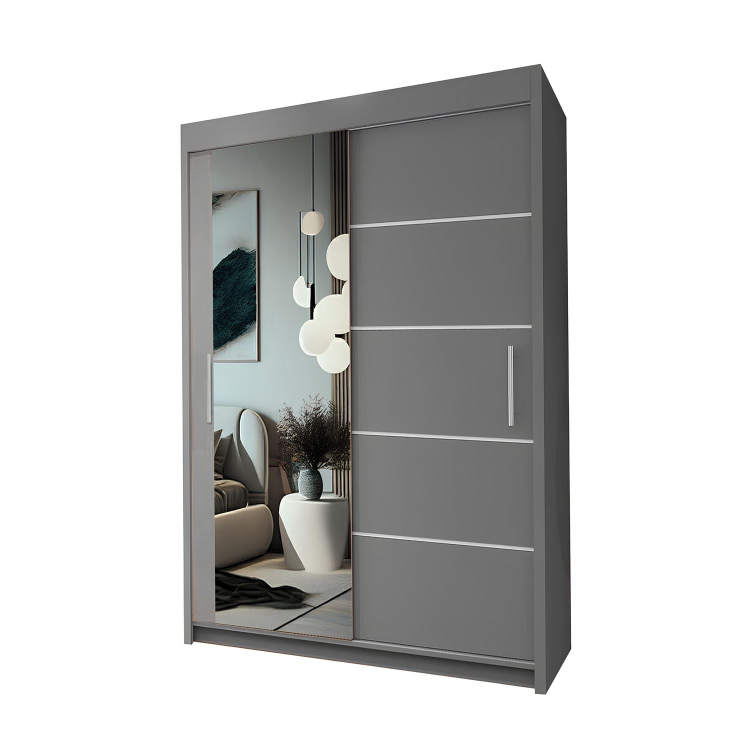 LYON Sliding Door Wardrobe with Mirror – 2 or 3 Doors – Multiple Sizes & Colours – Shelves, Rails & Drawers
