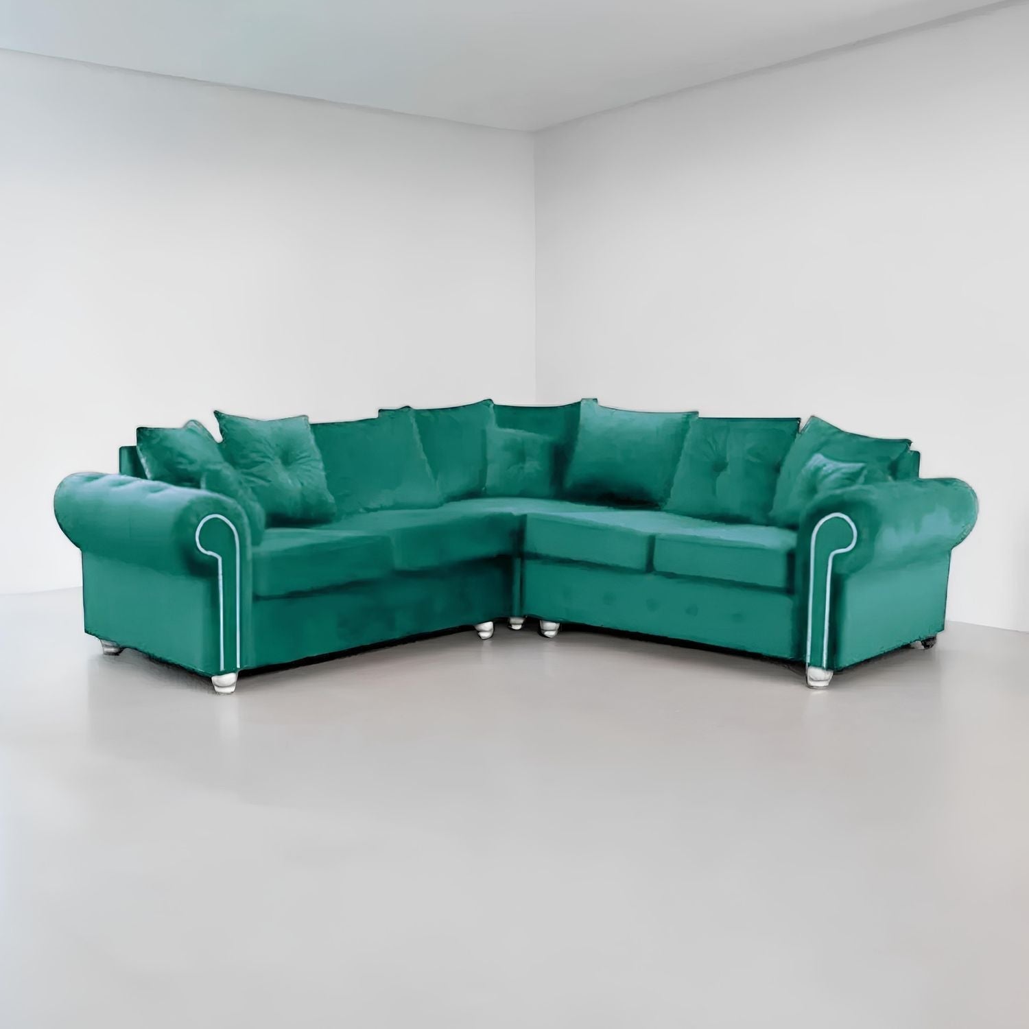 Ashwin Plush Velvet Sofa – Corner, 2-Seater, or 3-Seater – Thick Foam Seating & Scatter Cushions – Multiple Colours