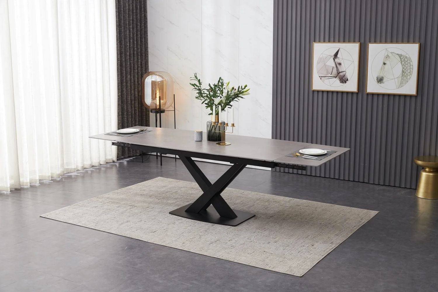 Nordic Rock Extendable Ceramic Dining Table – Rectangular Sintered Stone Top – Seats up to 6 – Modern Style
