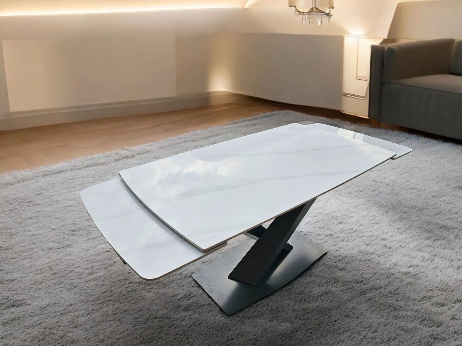 Nordic Rock Extendable Ceramic Dining Table – Rectangular Sintered Stone Top – Seats up to 6 – Modern Style