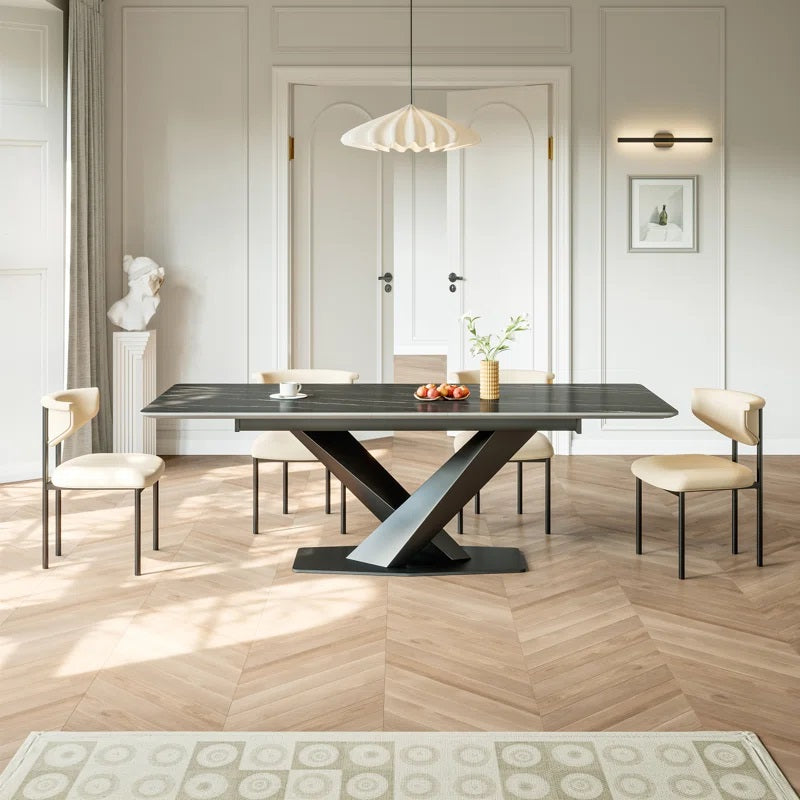 Nordic Rock Extendable Ceramic Dining Table – Rectangular Sintered Stone Top – Seats up to 6 – Modern Style