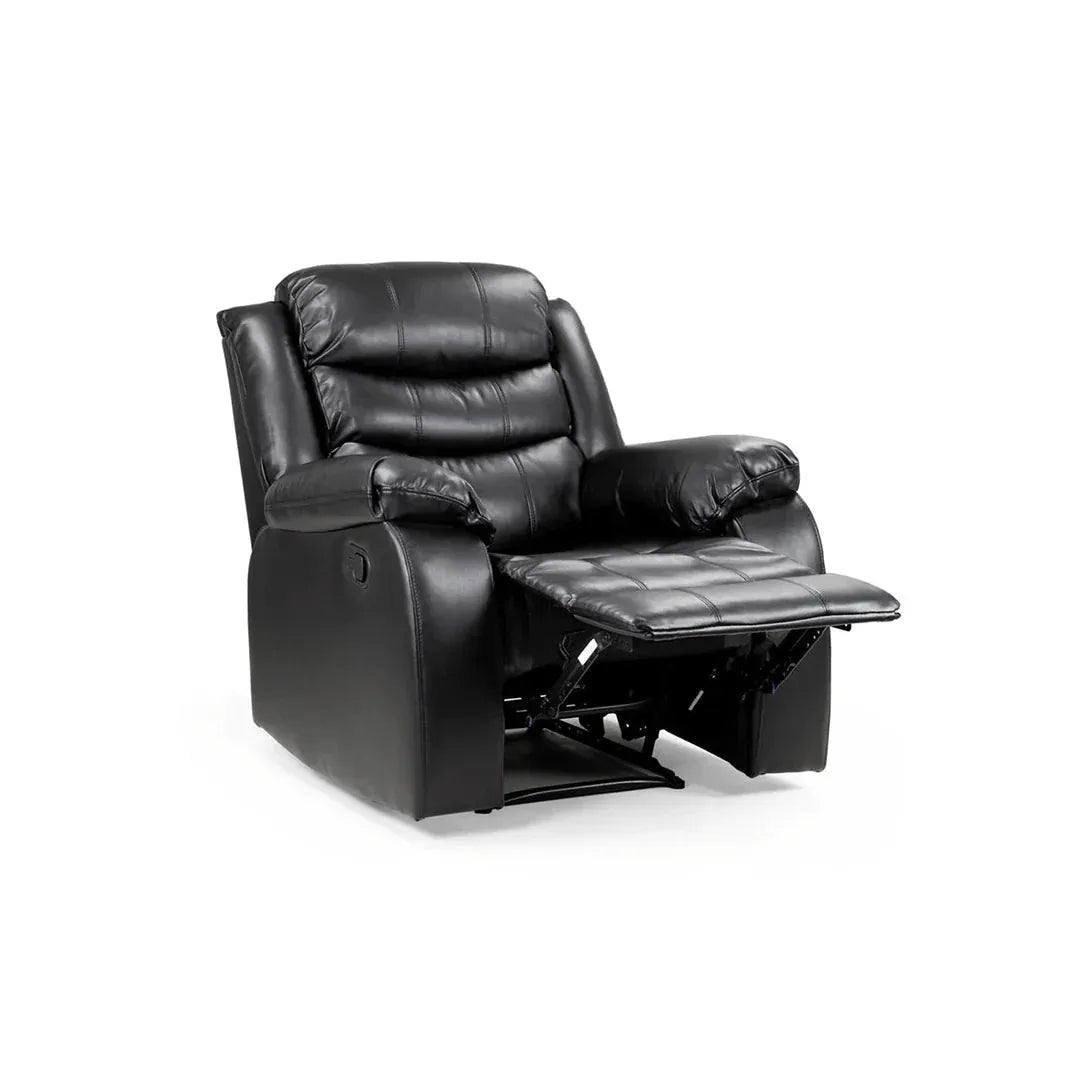 Roma Recliner Sofa Set in Air Leather – 3+2+1 Seater with Cup Holders – Black or Brown