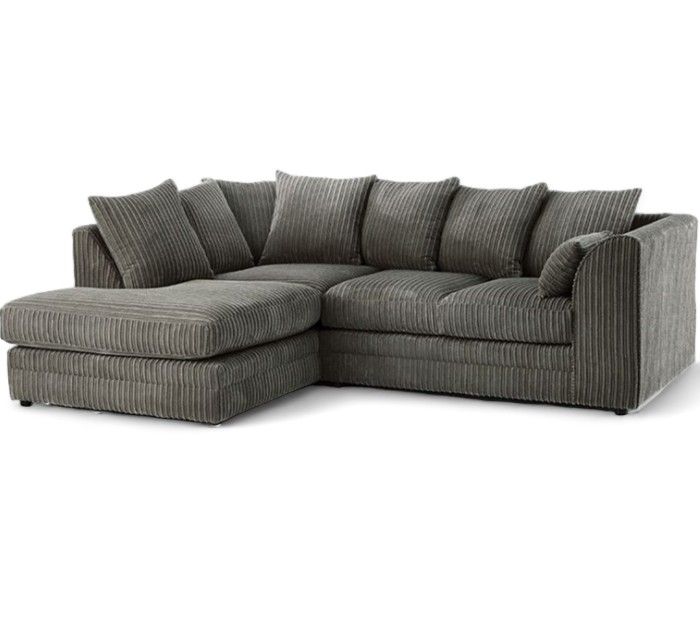 Manny L-Shape Corner Sofa – 4-Seater Jumbo Cord Fabric – Left or Right Facing – Memory Foam & Scatter Cushions