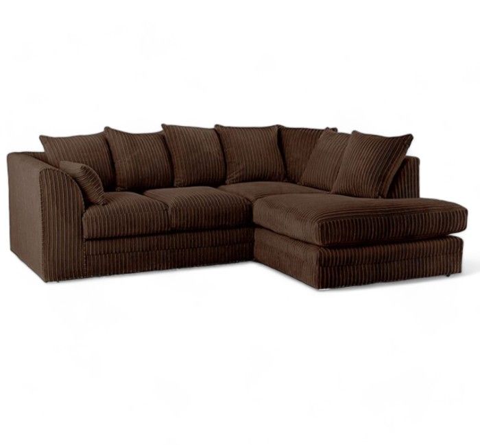 Manny L-Shape Corner Sofa – 4-Seater Jumbo Cord Fabric – Left or Right Facing – Memory Foam & Scatter Cushions