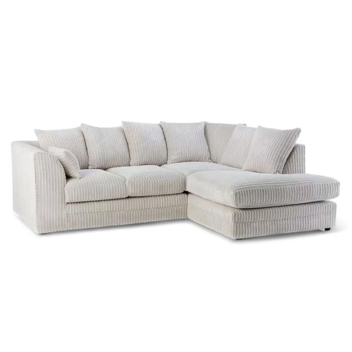 Manny L-Shape Corner Sofa – 4-Seater Jumbo Cord Fabric – Left or Right Facing – Memory Foam & Scatter Cushions