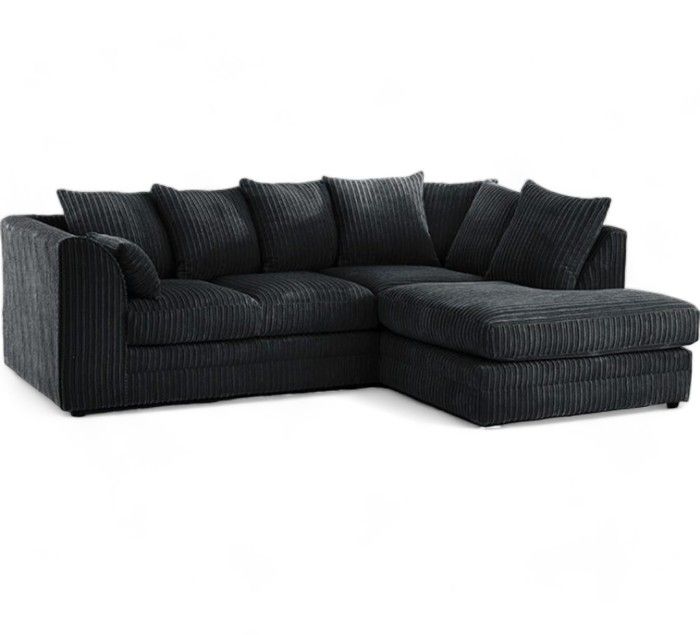 Manny L-Shape Corner Sofa – 4-Seater Jumbo Cord Fabric – Left or Right Facing – Memory Foam & Scatter Cushions