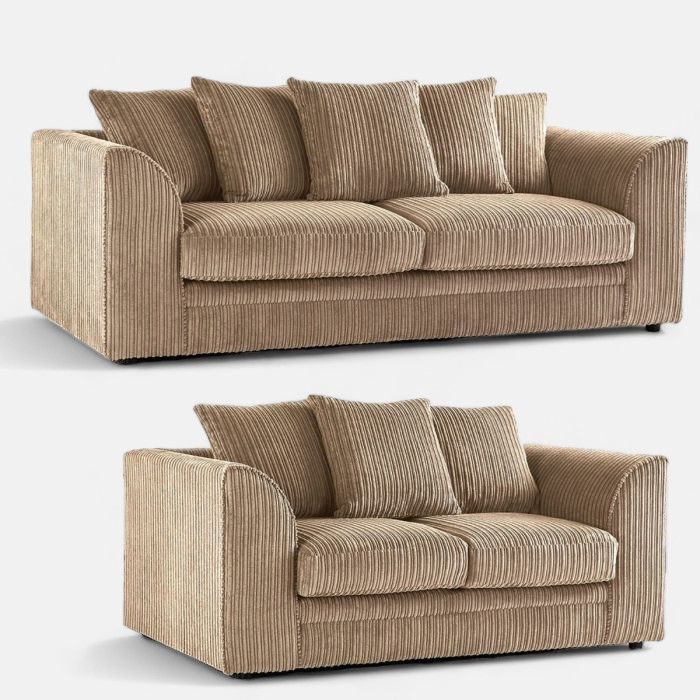 Manny Jumbo Cord Sofa – 2 or 3 Seater – Memory Foam Cushions – Scatter Back – Multiple Colours