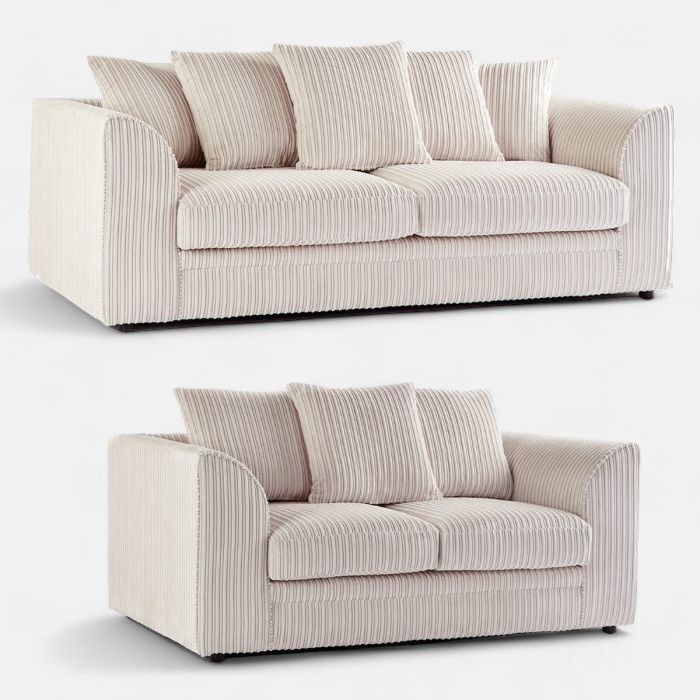 Manny Jumbo Cord Sofa – 2 or 3 Seater – Memory Foam Cushions – Scatter Back – Multiple Colours