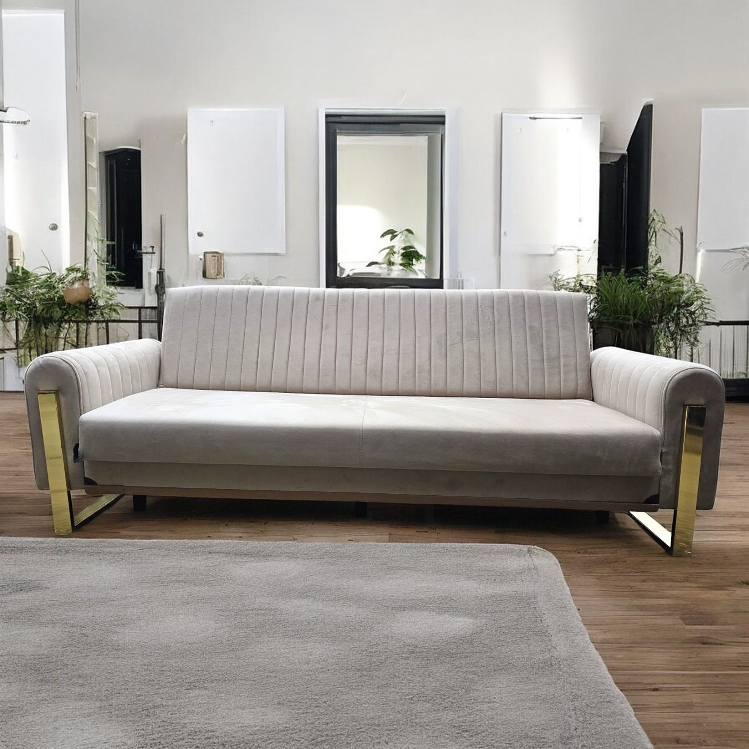 Houston 3-Seater Sofa Bed with Storage – Foam Cushion Click-Clack Sofa with 2 Cushions –