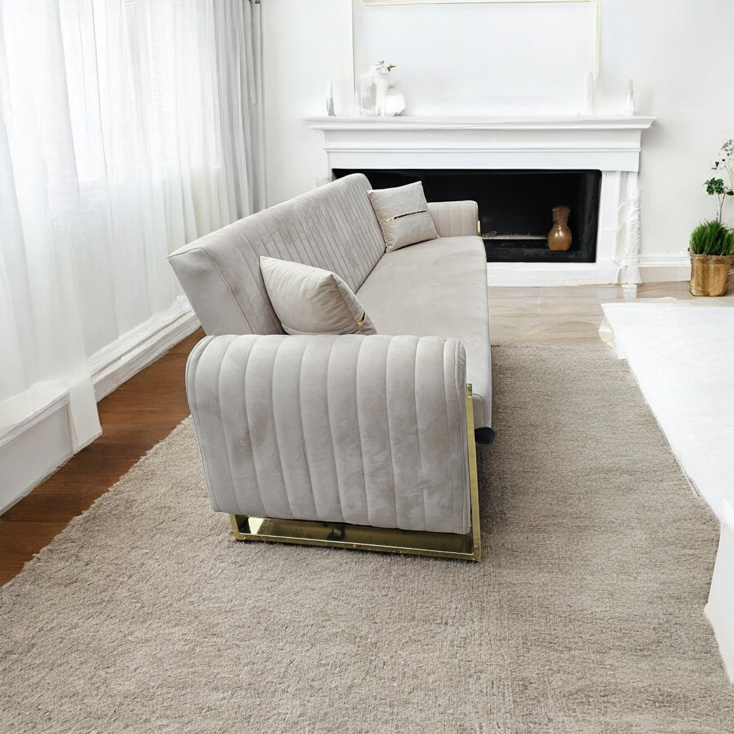 Houston 3-Seater Sofa Bed with Storage – Foam Cushion Click-Clack Sofa with 2 Cushions –