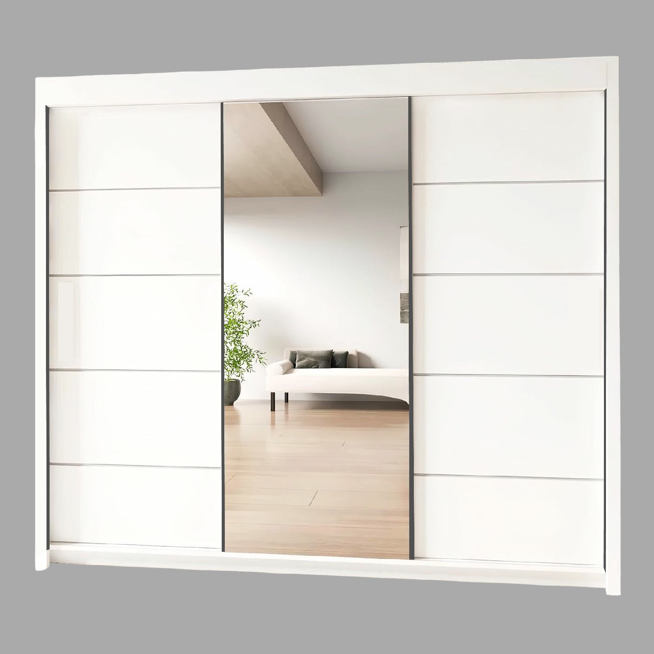 LYON Sliding Door Wardrobe with Mirror – 2 or 3 Doors – Multiple Sizes & Colours – Shelves, Rails & Drawers