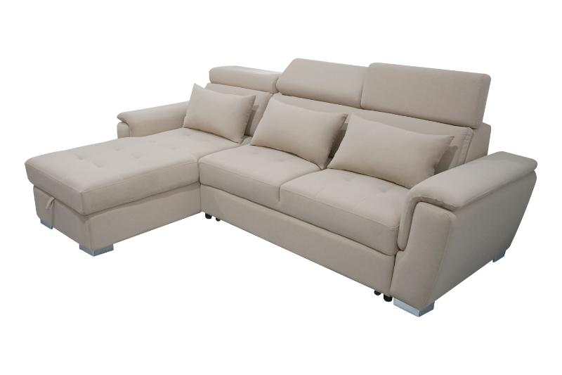 Antonio Velvet Corner Sofa Bed with Storage & USB – Universal Side, Medium Firm, Double Sleeper