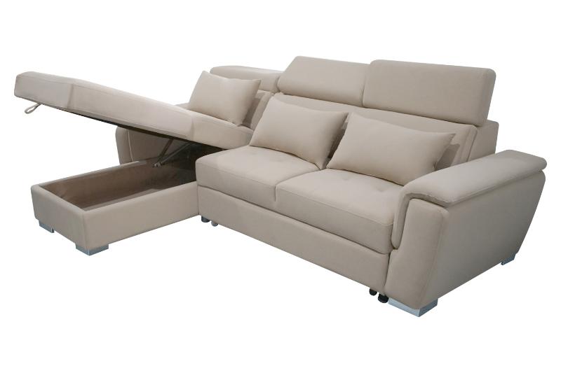 Antonio Velvet Corner Sofa Bed with Storage & USB – Universal Side, Medium Firm, Double Sleeper