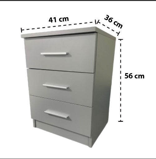 3-Drawer Bedside Table – Compact Nightstand with Storage – Multiple Finishes – Modern Bedroom Furniture