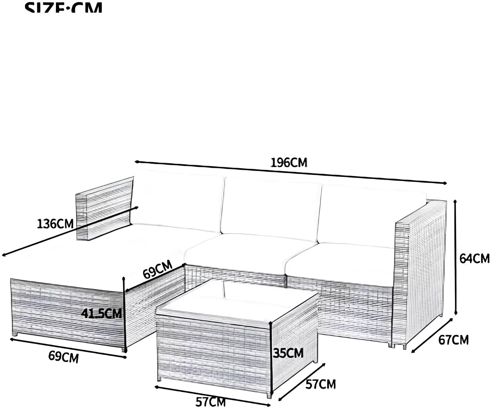 4-Seater Rattan Corner Sofa Set with Glass Coffee Table – Outdoor Garden Patio Furniture by Interior Emporium